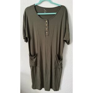 Lates House Dress Army Green Comfortable Pockets S/M